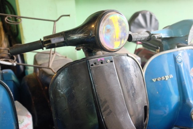 14 - A 70s model Vespa repainted in black